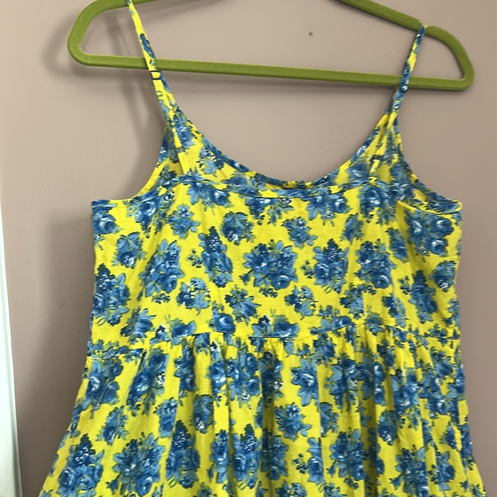April Cornell Floral Blue Sleeveless Boho Adjustable Straps Maxi Dress Size S - Picture 3 of 10